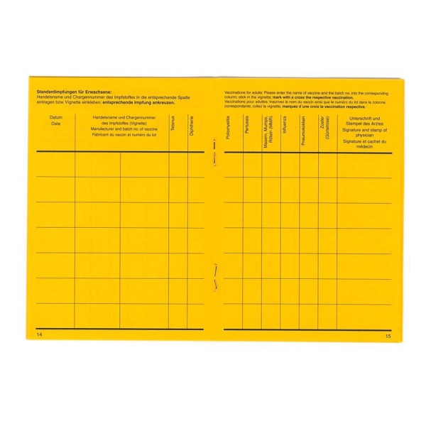 Internationaler Impfausweis gemäß § 22 Infektionsschutzgesetz als Impfbuch 50 Stück
